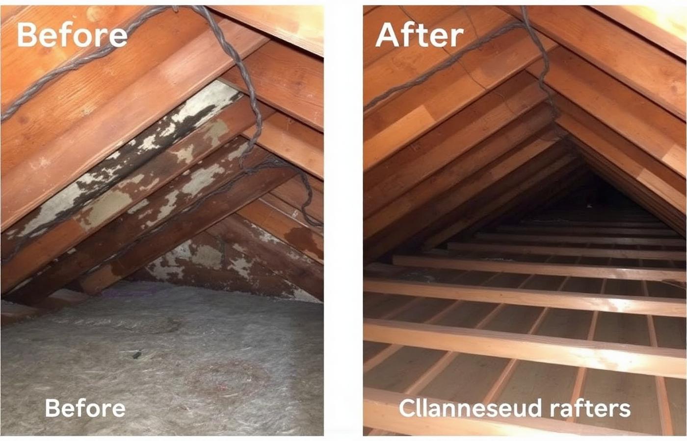 Attic Rafters before and after