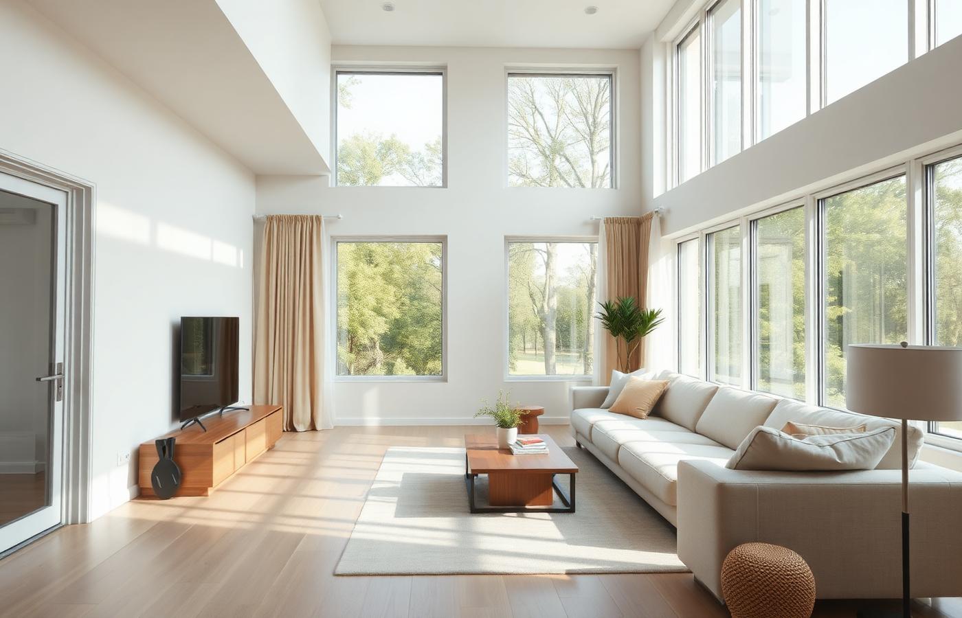 A bright, healthy living room interior